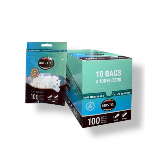 FILTRO BRISTOL SLIM MENTOLADO CON CLICK FIL12